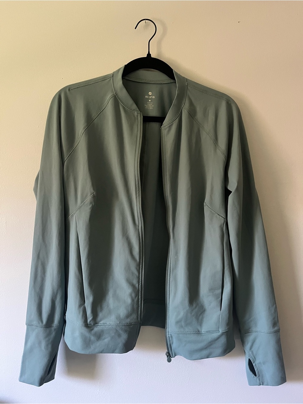 Apana Sage Green Athletic Full Zip Jacket